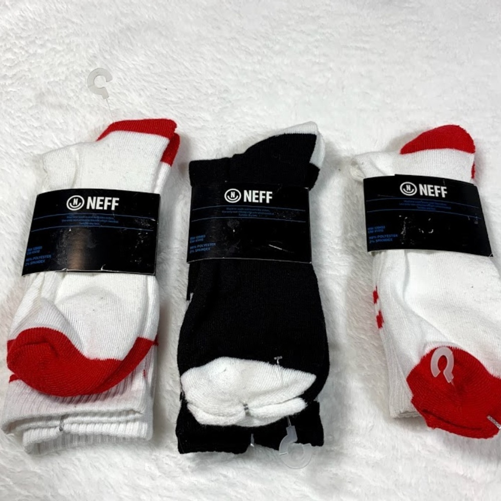NEFF Lot of 3 Black White Crew Socks - Picture 3 of 3